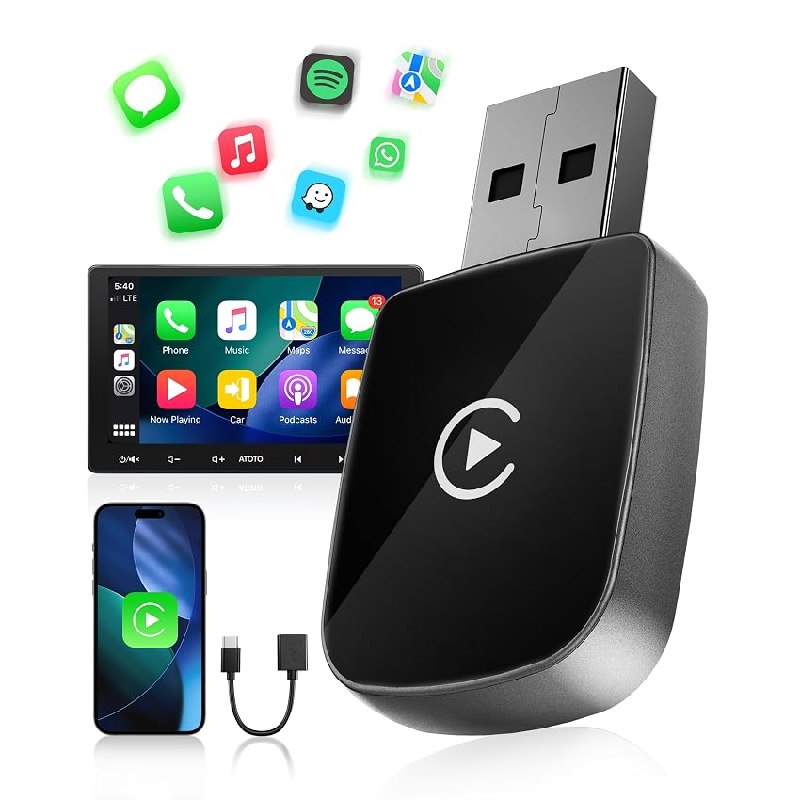 WityEye Adaptador CarPlay Inalámbrico, Car Play Inalambrico para Apple iPhone iOS 10+
