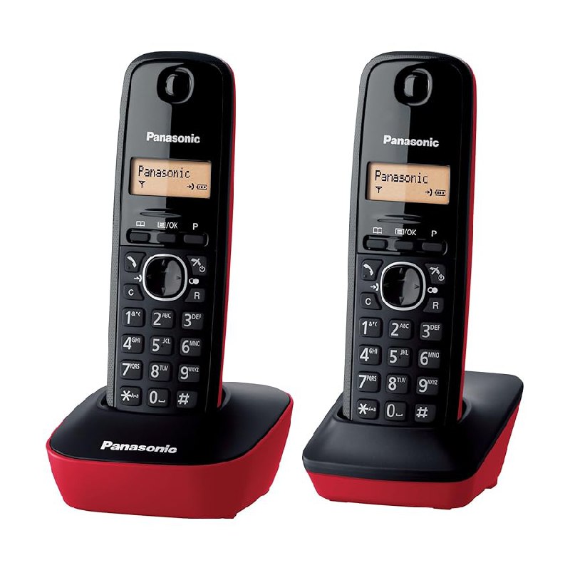 Panasonic KX-TG1612SPR Teléfono Inalámbrico Digital DECT, Unidad Base y 2 Auriculares