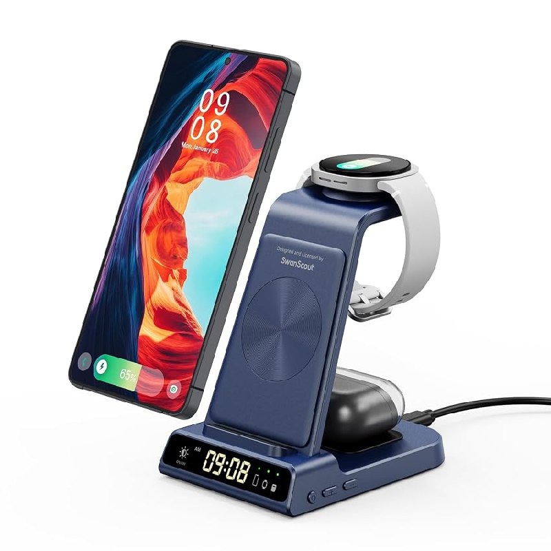 Cargador Inalámbrico para Samsung S26 Ultra, Estación de Carga 3 en 1 para Samsung