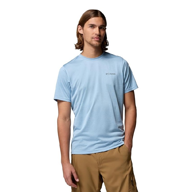Columbia Camiseta de Manga Corta para Hombre, Color Azul Ondulado
