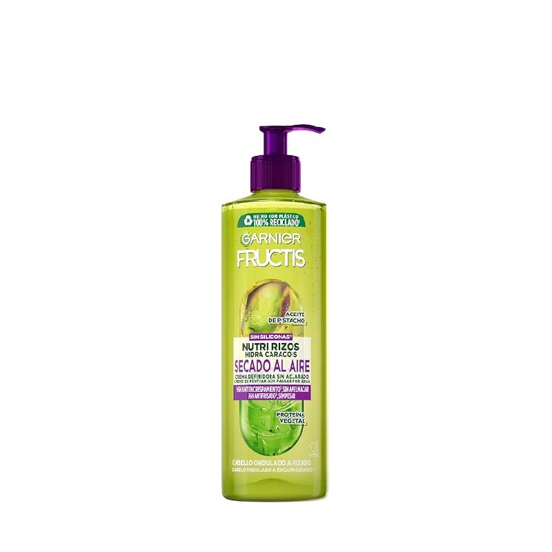 GARNIER Fructis – Nutri Rizos Secado al Aire Crema Sin Aclarado para Pelo Rizado u Ondulado