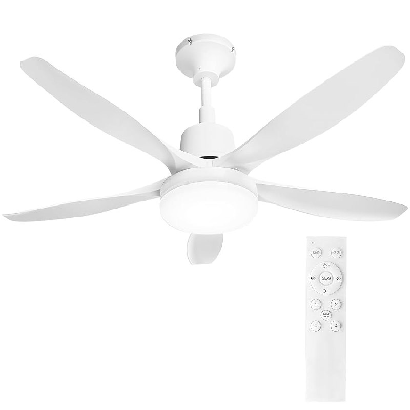 Ventilador Techo con Luz LED 76cm, Aspas Delgadas Silenciosas