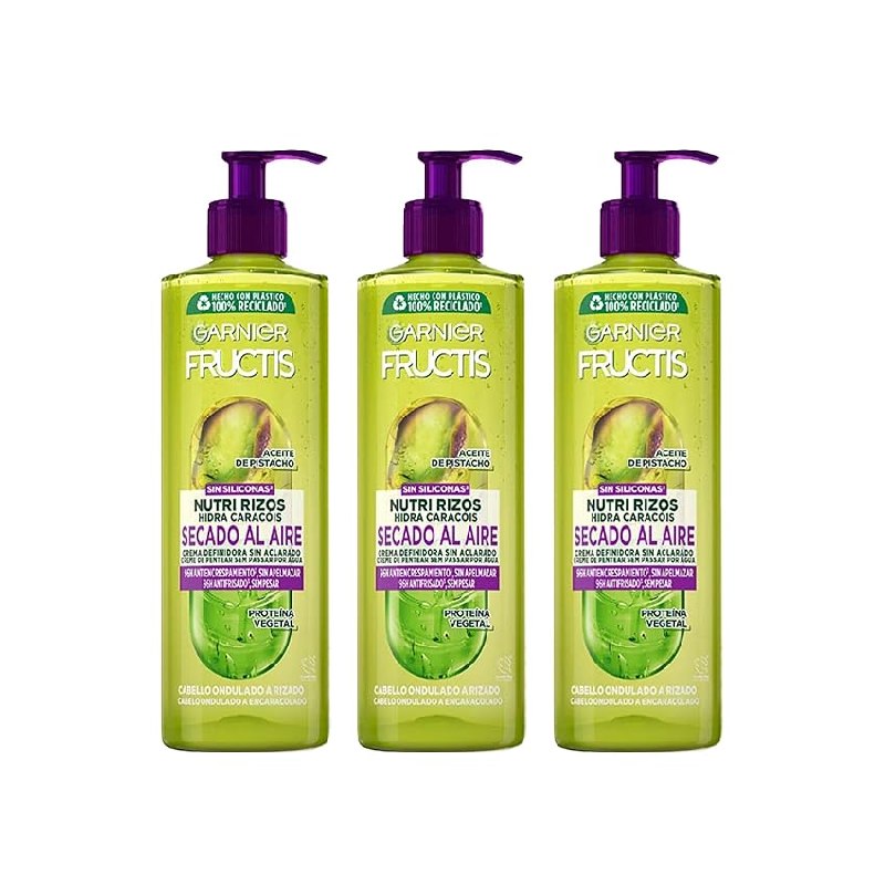Garnier Fructis Nutri Rizos Crema Secado Al Aire Rizado u Ondulado,3x 400ml