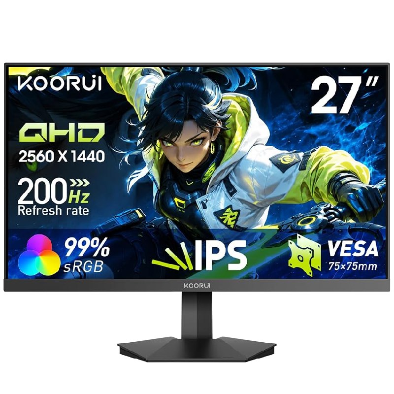 KOORUI Monitor Gaming 27 Pulgadas FHD 200Hz HDR400 IPS Pantalla G2711P