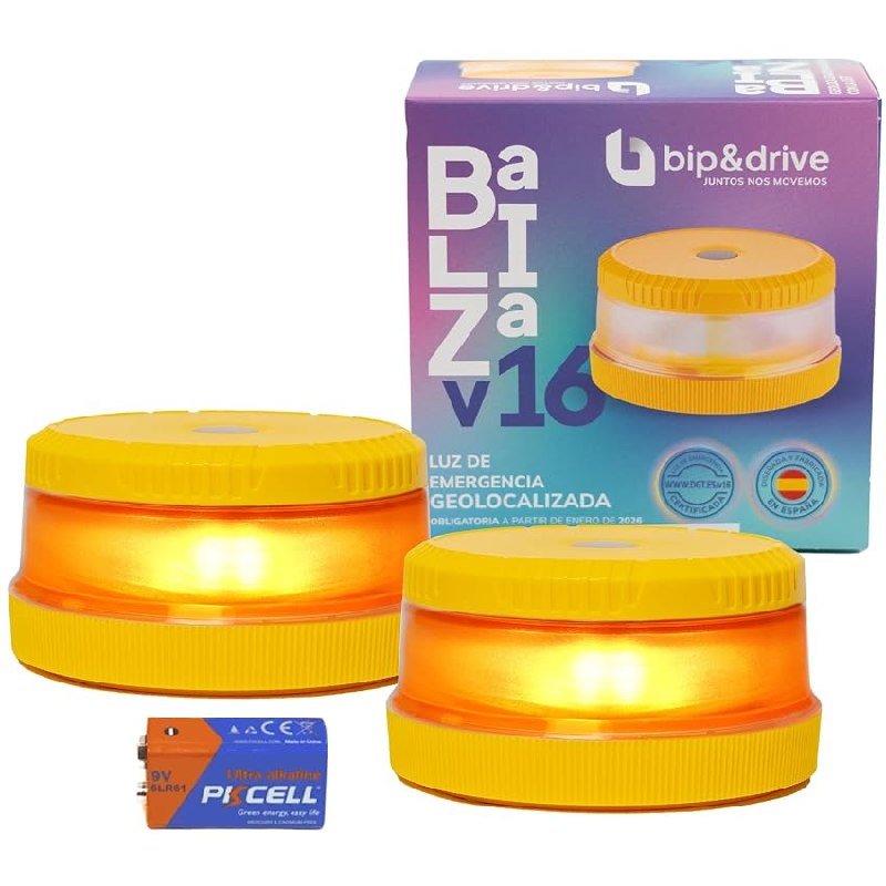 Baliza V16 Homologada DGT con Geolocalización | Luz de Emergencia Coche LED 360° 1km