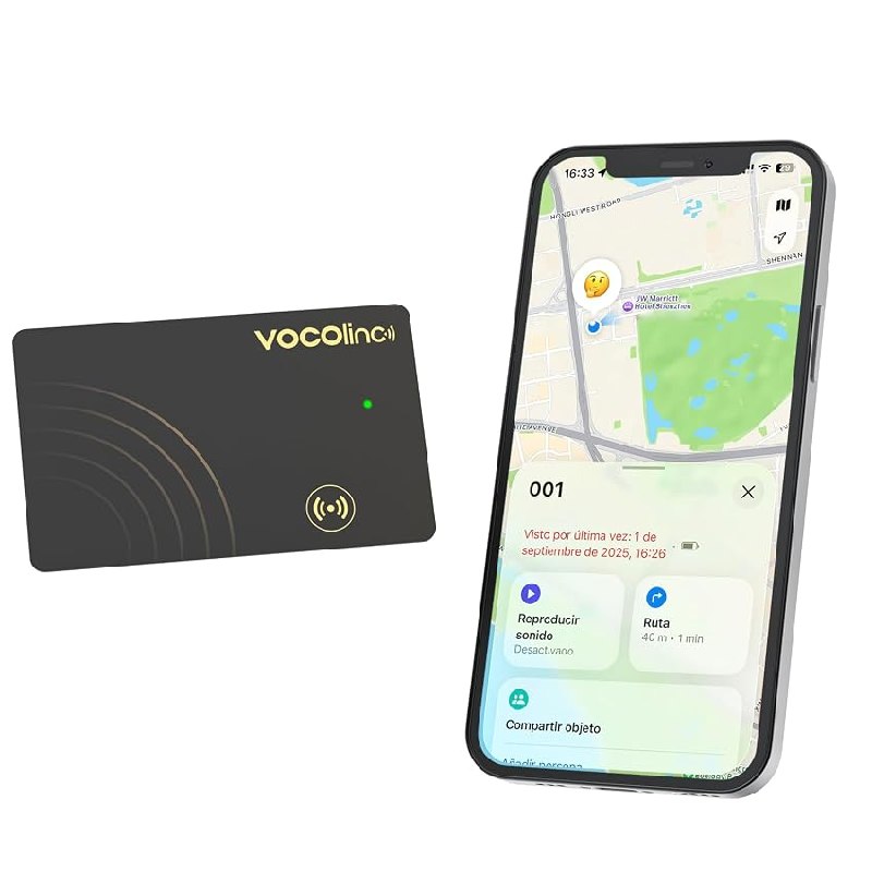 VOCOlinc Recargable Wallet Tracker Ultradelgado 1.6mm, Air Tag Card Localizador Compatible