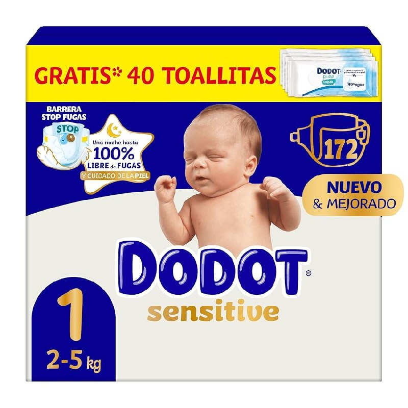 Dodot Pañales Bebé Sensitive Talla 1 (2-5 kg)