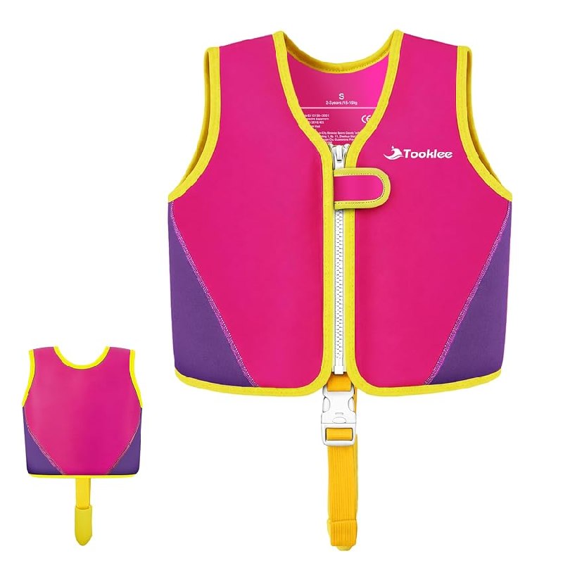Tooklee Chaleco de Natación para Niños, Sistema de Flotación Ajustable de 8 Paneles