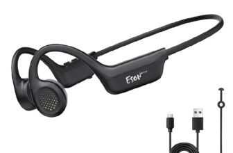 esonstyle Auriculares Conduccion Osea Bluetooth 6.0 – Cascos Conduccion Osea Inalambricos con Micrófono,IPX7