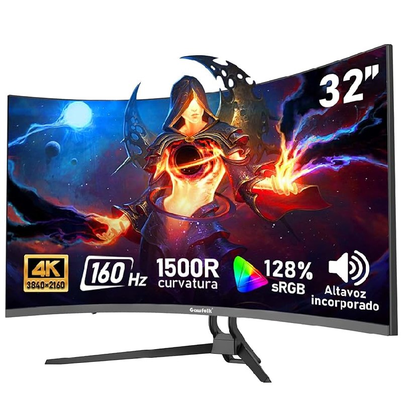 Gawfolk Monitor Ordenador Curvo 32 Pulgadas 4K Ultra HD 1500R