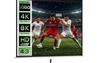 HOMCOM Pantalla de Proyector Manual 100 Pulgadas, Pantalla de Proyección