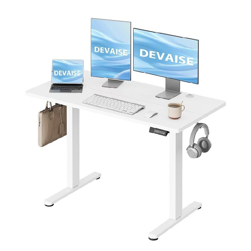DEVAISE Escritorio Elevable Eléctrico,Mesa Regulable Rltura 120 x 60cm con 3 Memorias,Mesa