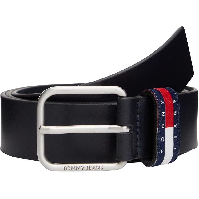 Tommy Jeans Cinturón Hombre Ryan 3,5 cm Cinturón de piel, Azul (Dark Night Navy)