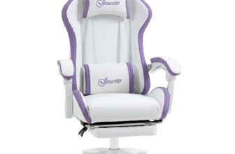 Vinsetto Silla Gaming Ergonómica, Silla Gamer de Cuero PU con Reclinable 135°