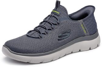 Skechers Hombre Summits High Range Slip-In ENTRENADOR, Charcoal Mesh/Trim