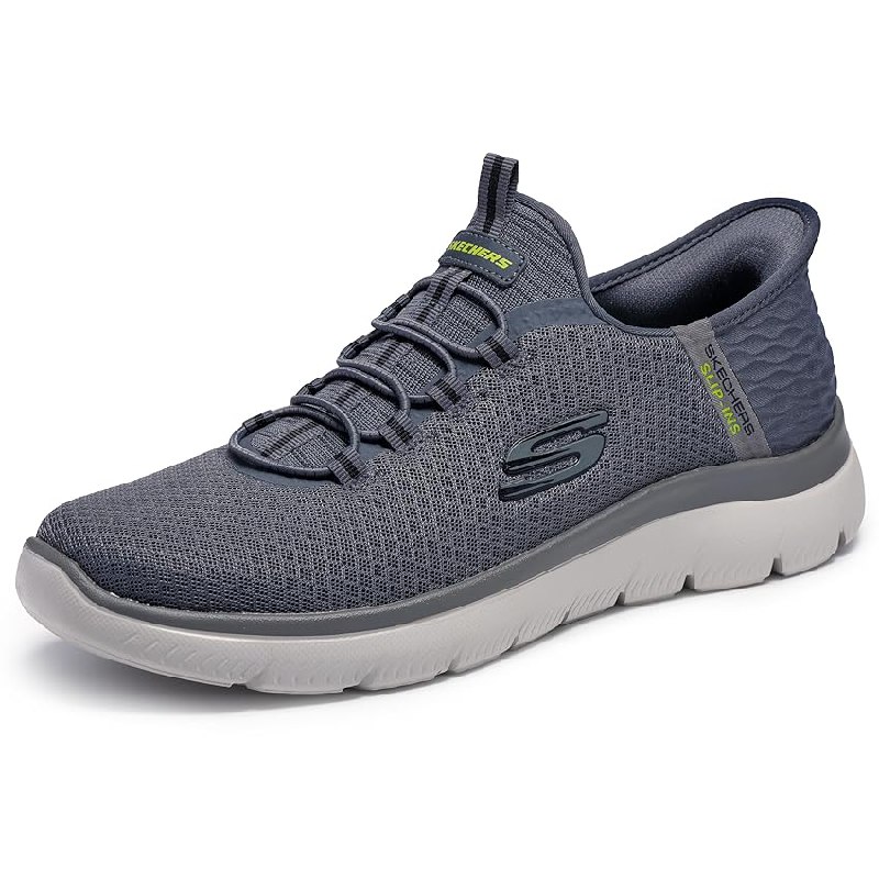 Skechers Hombre Summits High Range Slip-In ENTRENADOR, Charcoal Mesh/Trim
