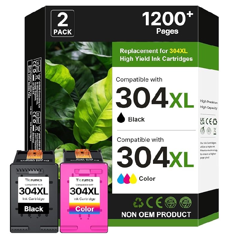 Tiorumcs 304 XL 304XL Cartuchos de Tinta Remanufacturado para Tinta HP 304XL para