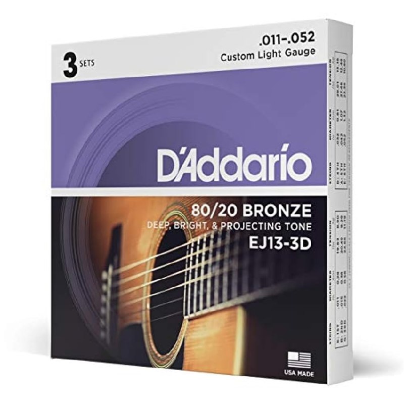 D’Addario Guitar Strings – Acoustic Guitar Strings – 80/20 Bronze