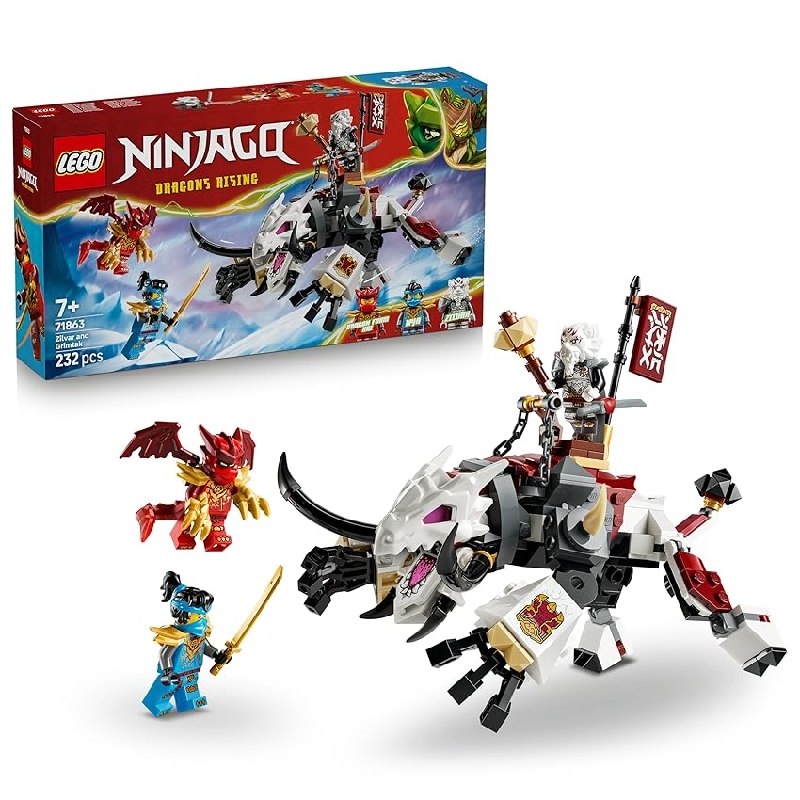 LEGO NINJAGO Zilvar y Bestia Dragón Grimtak – Figura Articulada y 3 Minifiguras inc.