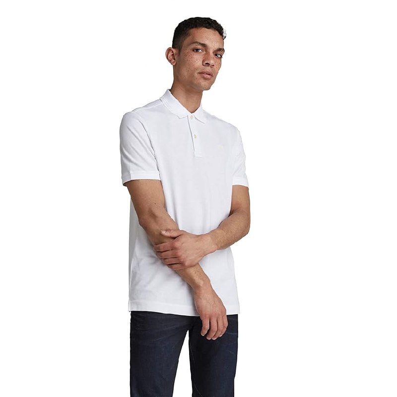 G-STAR Polo Dunda Overdyed Slim para Hombre, Blanco (white D11595)