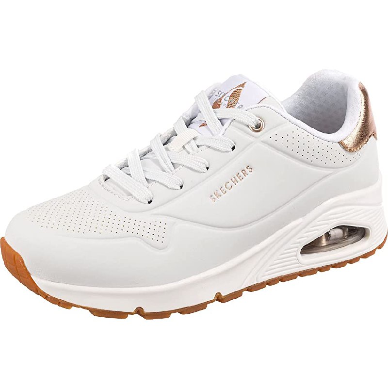 Skechers Mujer Uno Golden Air Trainers, White Durabuck/Mesh Trim