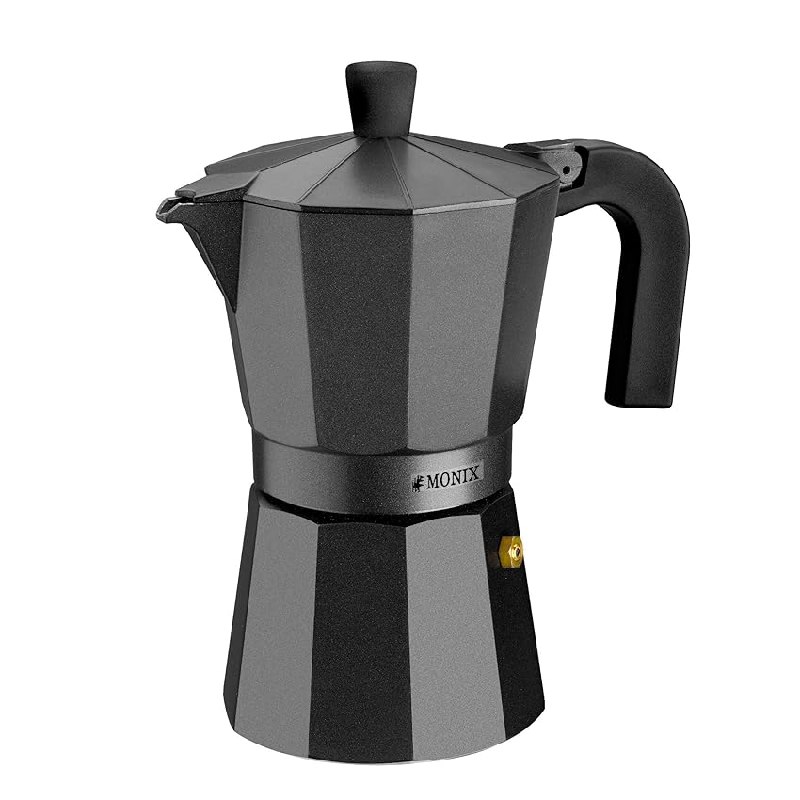 Monix Vitro Noir | Cafetera Italiana de Aluminio 1 Taza, Apta para Vitrocerámica