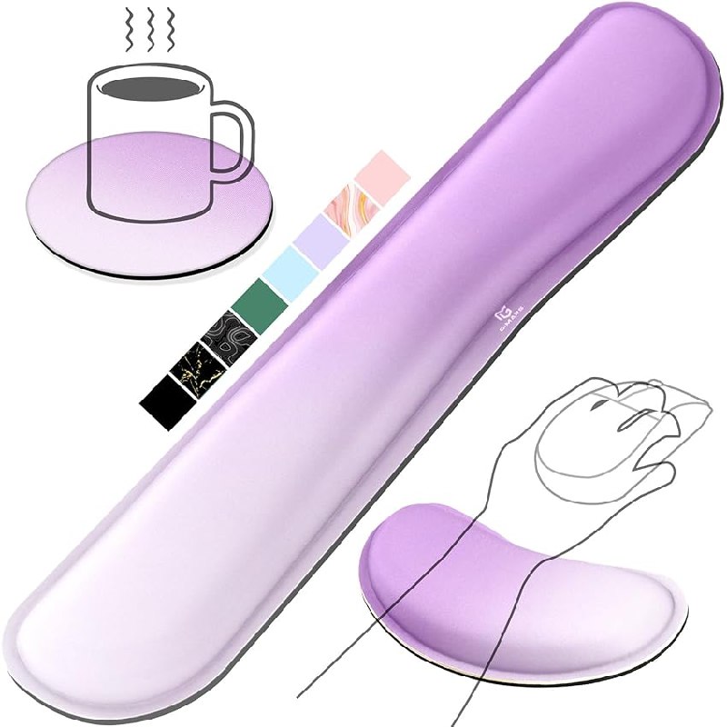 Gimars Reposamuñecas Teclado y Ratón, Reposa Muñecas Espuma con Memoria para Teclado Ergonómico Sedoso