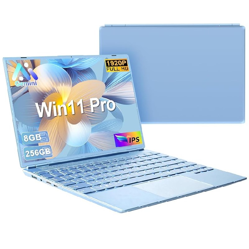 NOTODD Ordenador Portátil 14 Pulgadas Win11 Pro Laptop Celeron N5095 8GB RAM 256GB SSD 1TB Expand (TF)