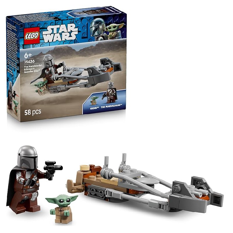 LEGO Star Wars Moto Speeder del Mandaloriano y Grogu – Moto de Juguete con Minifigura
