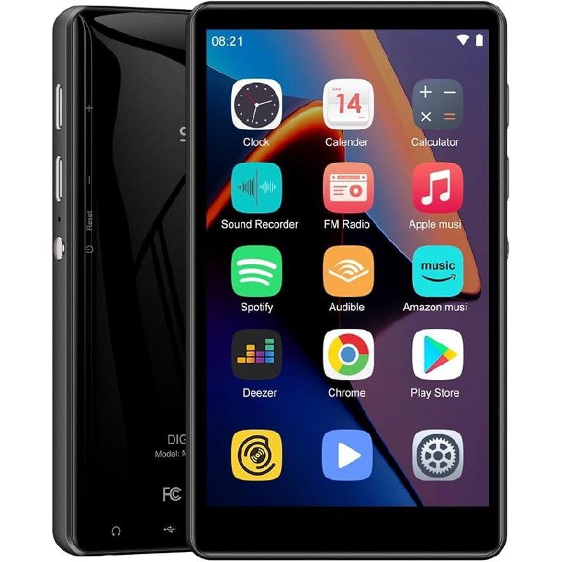 SWOFY Reproductor de MP3 y MP4 de Android, pantalla táctil de 4,0 pulgadas con Bluetooth y WiFi