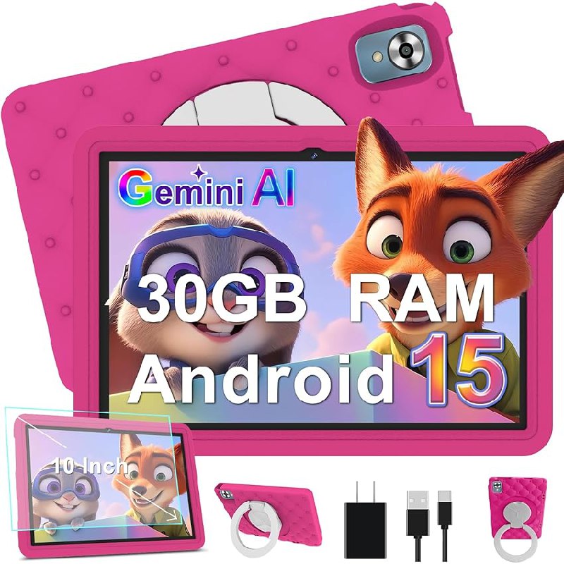DMOAO Tablet para Niños 10 Pulgadas Android 15 con 30 GB RAM, 5G WiFi 6