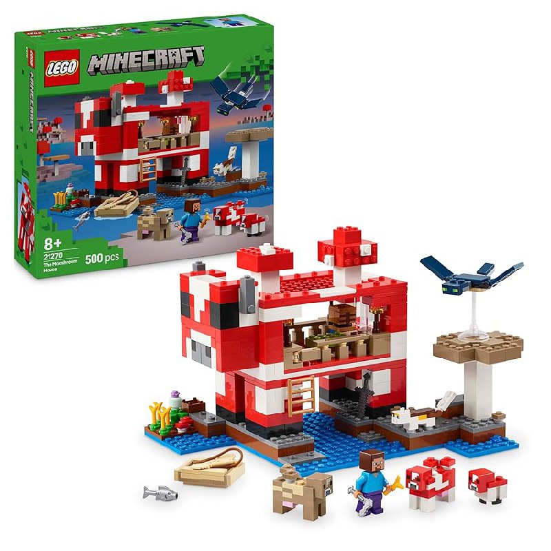 LEGO Minecraft La Casa-Champiñaca de Juguete – Kit de Construcción con Figura de Steve