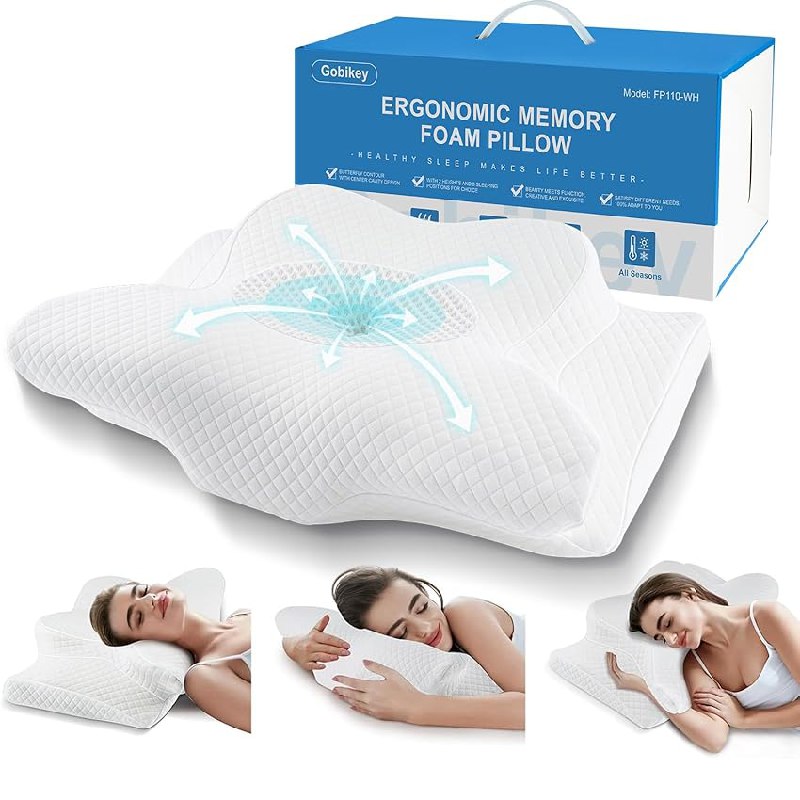 Gobikey Almohada Cervicales y Cuello, Almohada Cervical de Espuma Viscoelastica