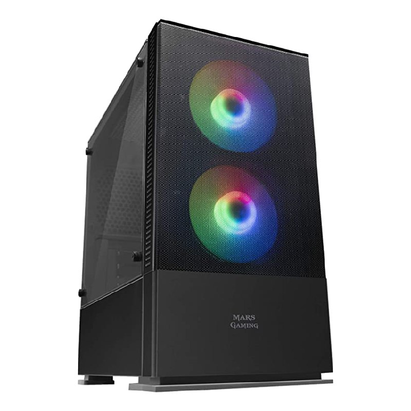 Mars Gaming MCZ,Caja PC Gaming Micro-ATX/Mini-ITX, Compacta con 2 Ventiladores FRGB
