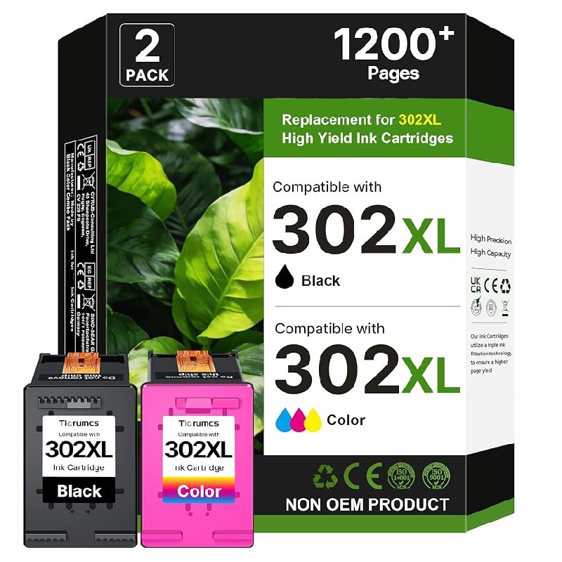 Tiorumcs 302 XL 302XL Cartuchos de Tinta Remanufacturado para Tinta HP 302XL para