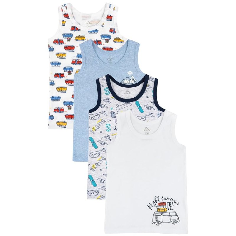 Chicco 4 Camisetas Interiores Niños de 100% Algodón Nos