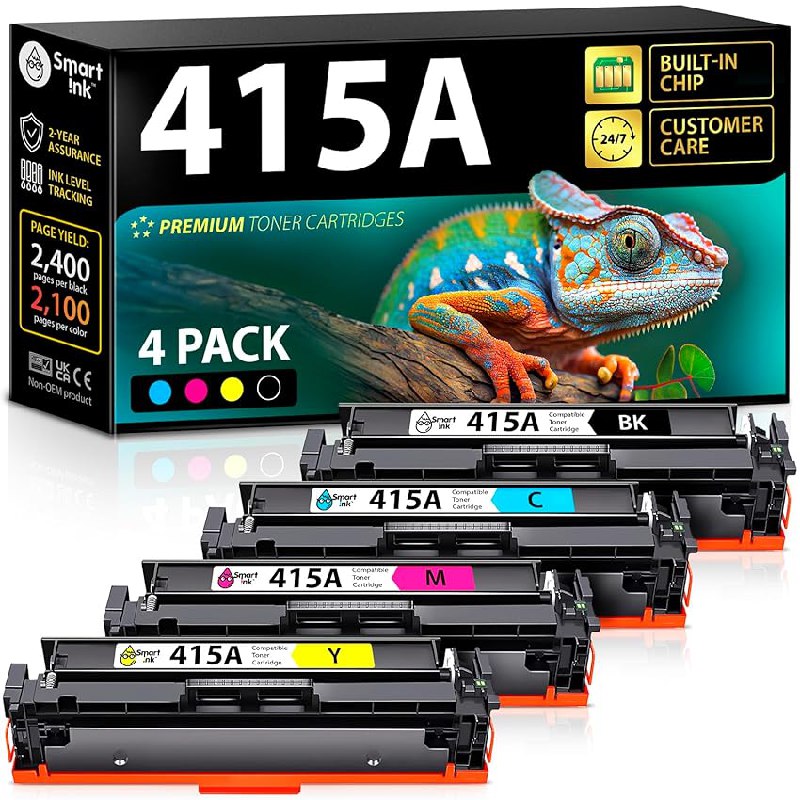Smart Ink 415A 415 – Tóner Compatible con Chip para HP 415A 415 A (Negro)