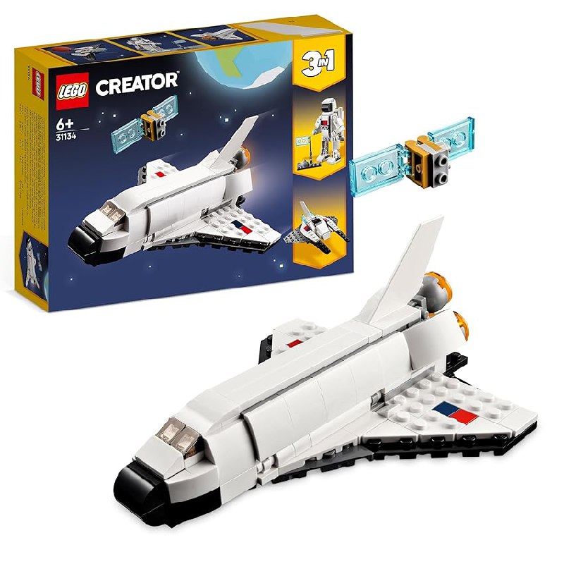 LEGO Creator 3 en 1 Lanzadera Espacial, Figura de Astronauta o Nave de Juguete