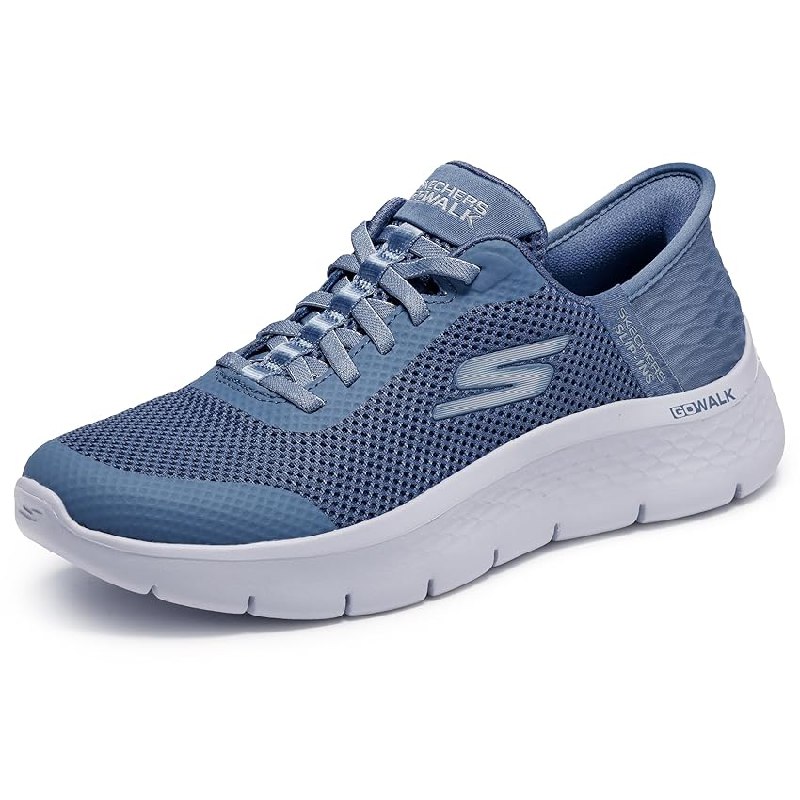 Skechers Mujer Go Walk Flex Grand Entry Slip-In ENTRENADOR, Blue Textile/Trim