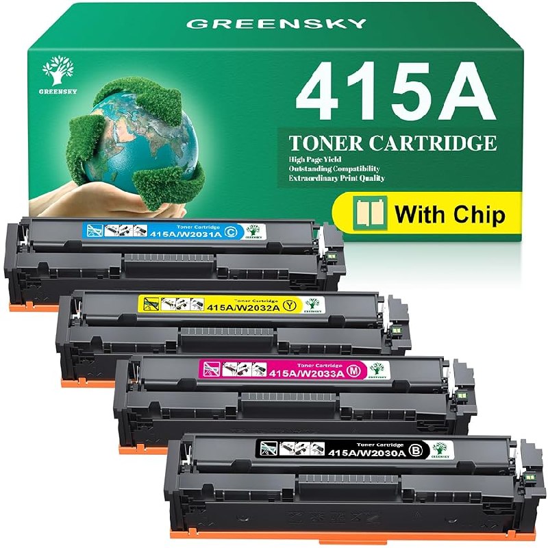 GREENSKY 415A W2030A con Chip Compatible con HP 415A 415X Toner para HP Color Laserjet