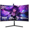 Gawfolk Panel de 27 Pulgadas, Monitor de computadora Curvo Gaming 1800R 250Hz