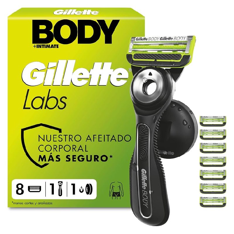 GilletteLabs Body + Intimate Maquinilla Corporal Hombre, 8 Recambios