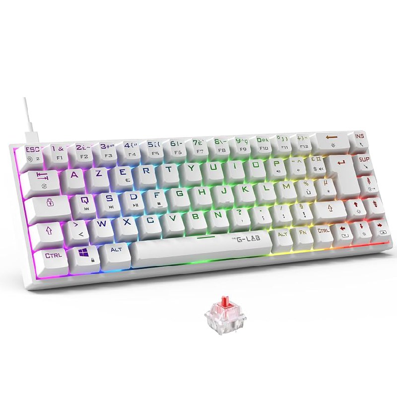 The G-Lab Keyz Titanium – Teclado Mecánico Gaming 65% QWERTY Blanco