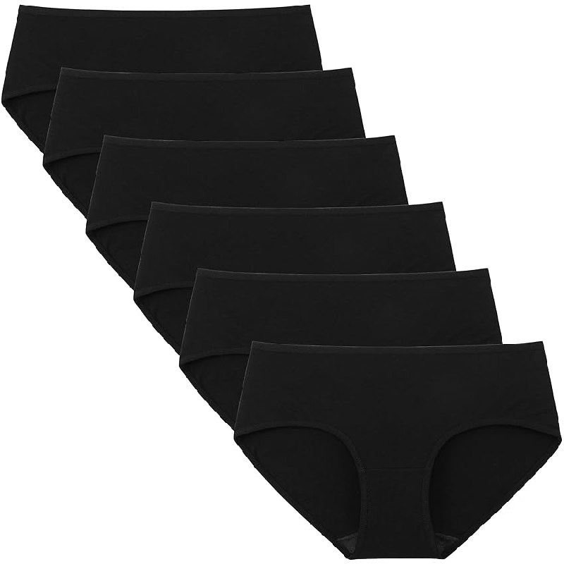 INNERSY Bragas Mujer Algodón Negras Midi Ropa Interior Elástico