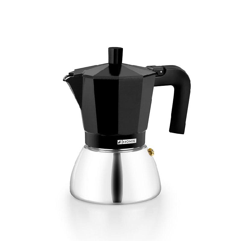 Monix Induction Inox | Cafetera Italiana 9 tazas, color negro