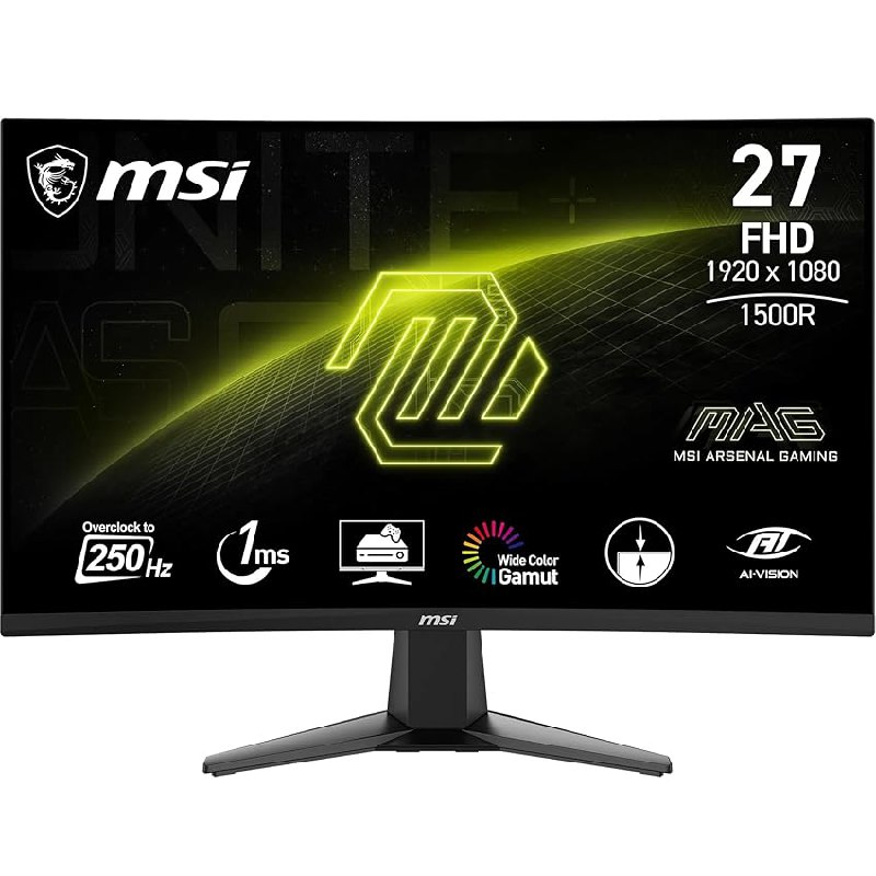 MSI mag 27C6X Monitor Curvo Gaming 27 Pulgadas FHD, 1500R 1920 x 1080 VA Panel