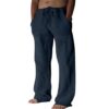 Litthing Pantalones de Lino para Hombre Algodón Verano con Bolsillos Cordó