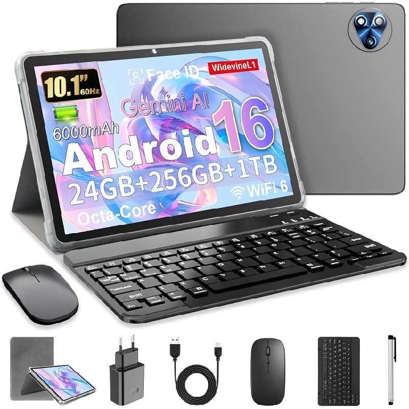 Android 16 Tablet 10 Pulgadas en Gemini AI, Tableta en Teclado