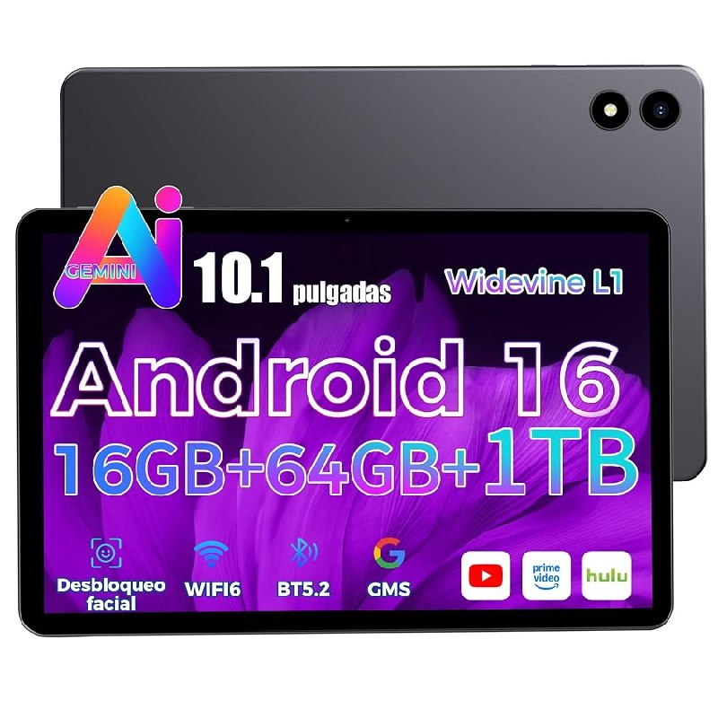 2026 último Tableta 10 Pulgadas Android 16,Gemini Ai,16GB RAM + 64GB ROM + 1TB TF