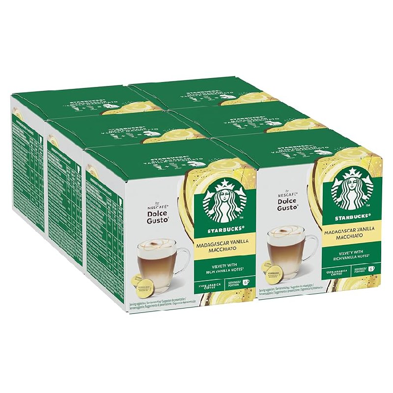 STARBUCKS Vanilla Macchiato de Nescafé Dolce Gusto, Cápsulas de Café 6 x 12 (72 Cápsulas)